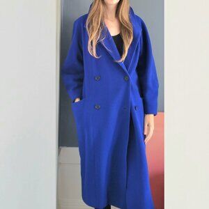 Vintage Fairbrooke Wool Cobalt Blue Cocoon Coat - Size 8